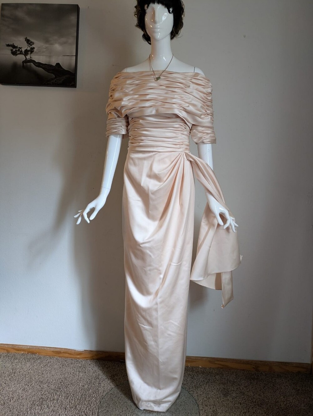 Catorina Collection Vintage Blush Satin Ruched Formal Gown Size 14